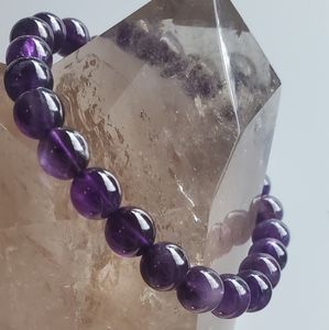 Crystal Stretch Bracelet - 8 mm. Amethyst Quartz, 6 to 9 inches wrist